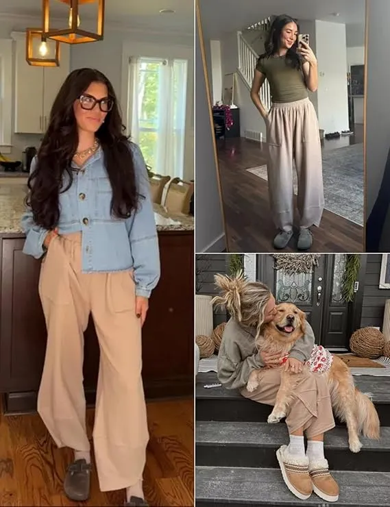 Womens Baggy Wide Leg Pants