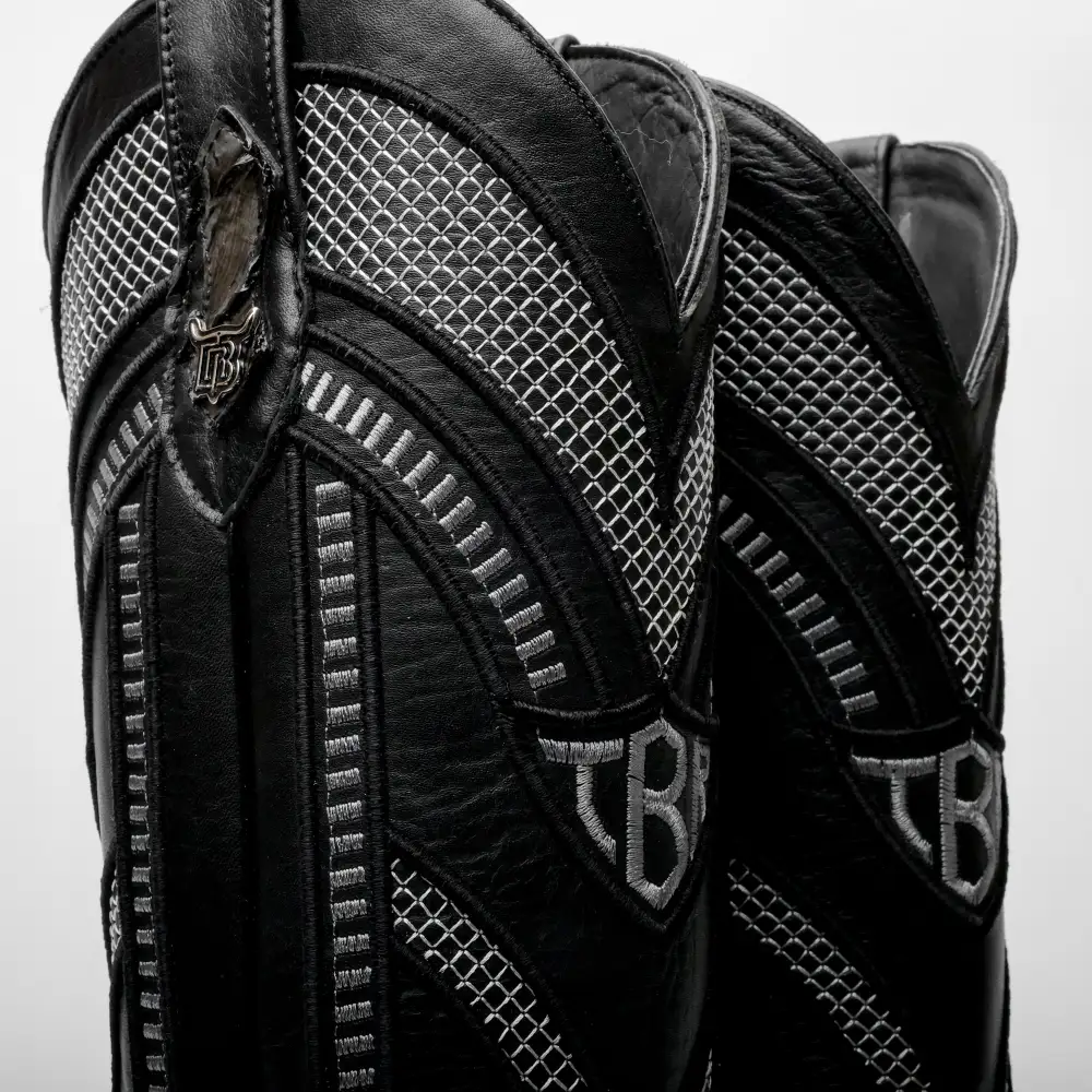 Grey Jumbo Python Leather Boots - Square Toe