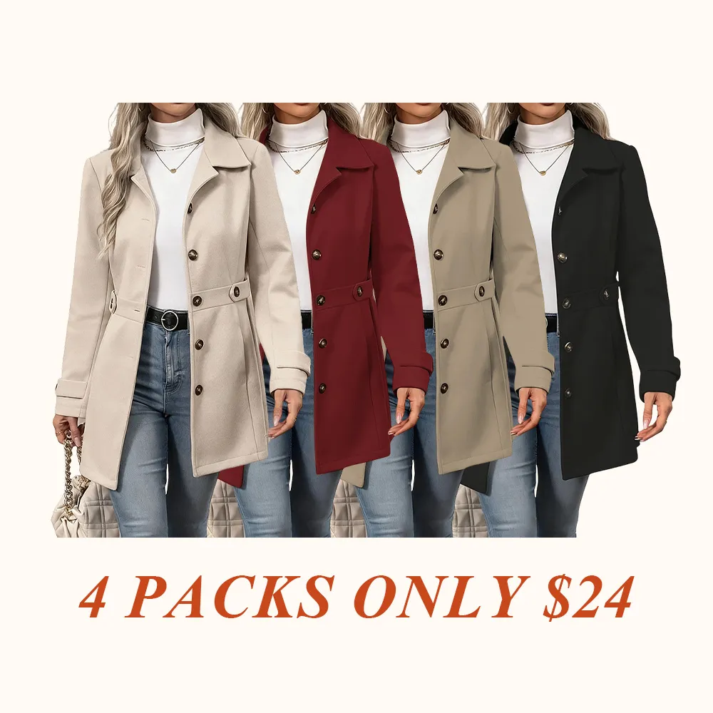 Women's Elegant Overcoat Notched Shawl Collar Single Breasted Outerwear Winter Long Coat