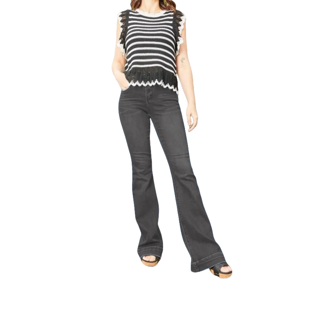 Mid-Rise Tummy Control Flare Denim Fit Jean Womenswear Bottom