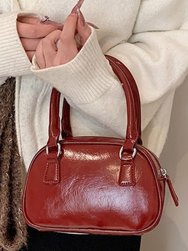 Geometric Solid Color Zipper Handbags Crossbody Bags