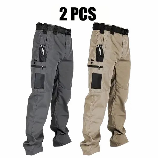 🔥🔥Men's Solid Color Tactical Work Pants with Multiple Pockets and Zipper Closures