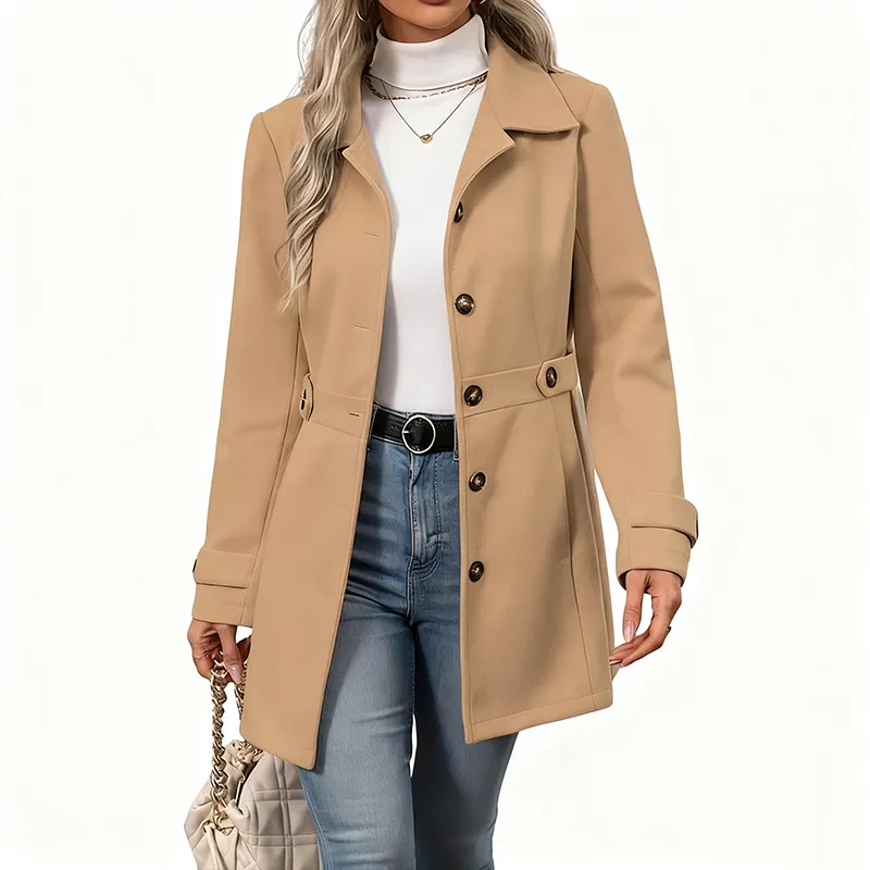Women's Elegant Overcoat Notched Shawl Collar Single Breasted Outerwear Winter Long Coat