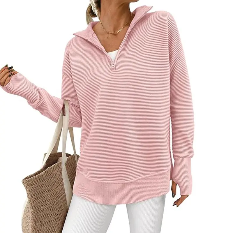 Women's Long Sleeve Quarter Zip Pullover Sweater