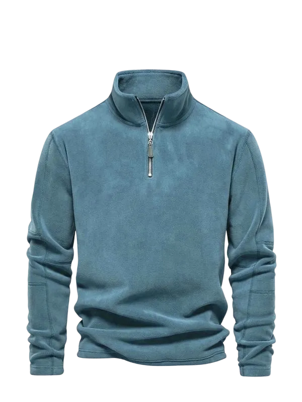 Men's Solid Half Zip Funnel Neck Polar Fleece Sweatshirt