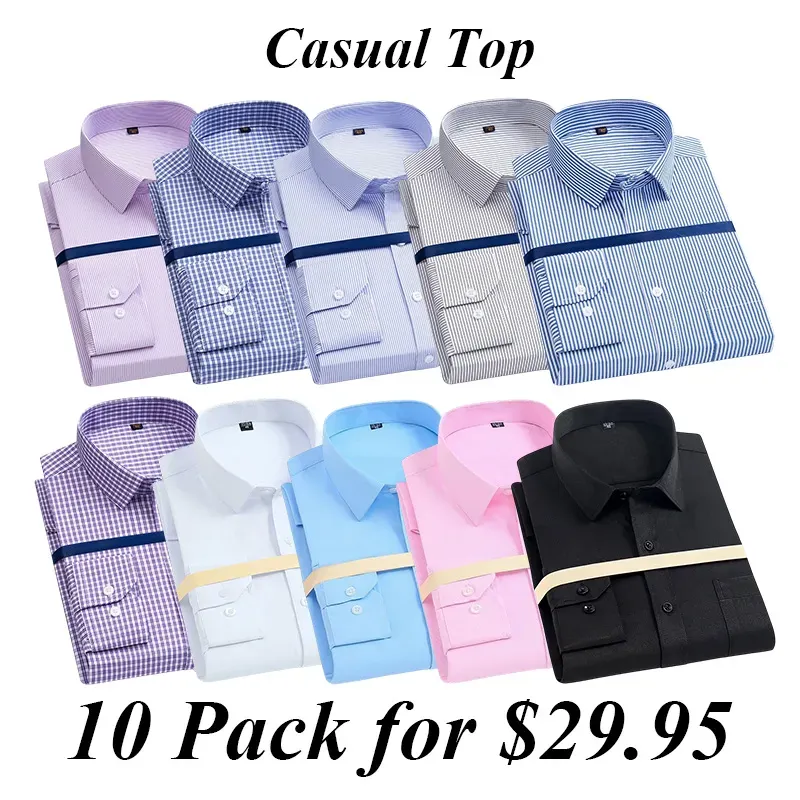 Men'S Long Sleeve Business Solid Color Cotton Breathable Shirt