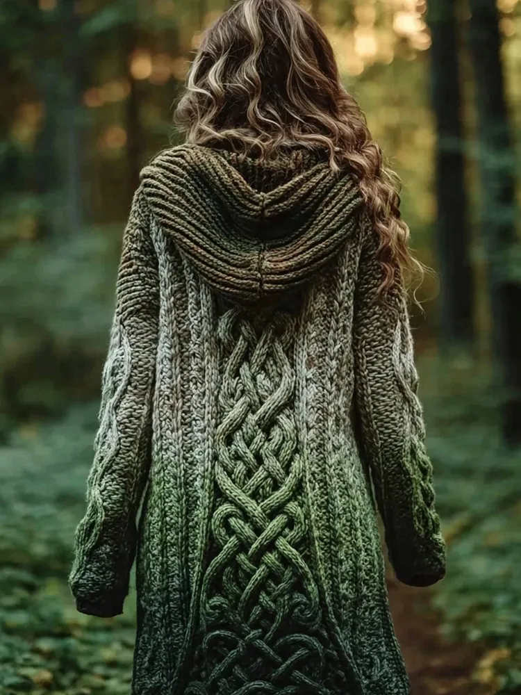 Vintage Viking Inspired Celtic Gradient Cozy Sweater Cardigan