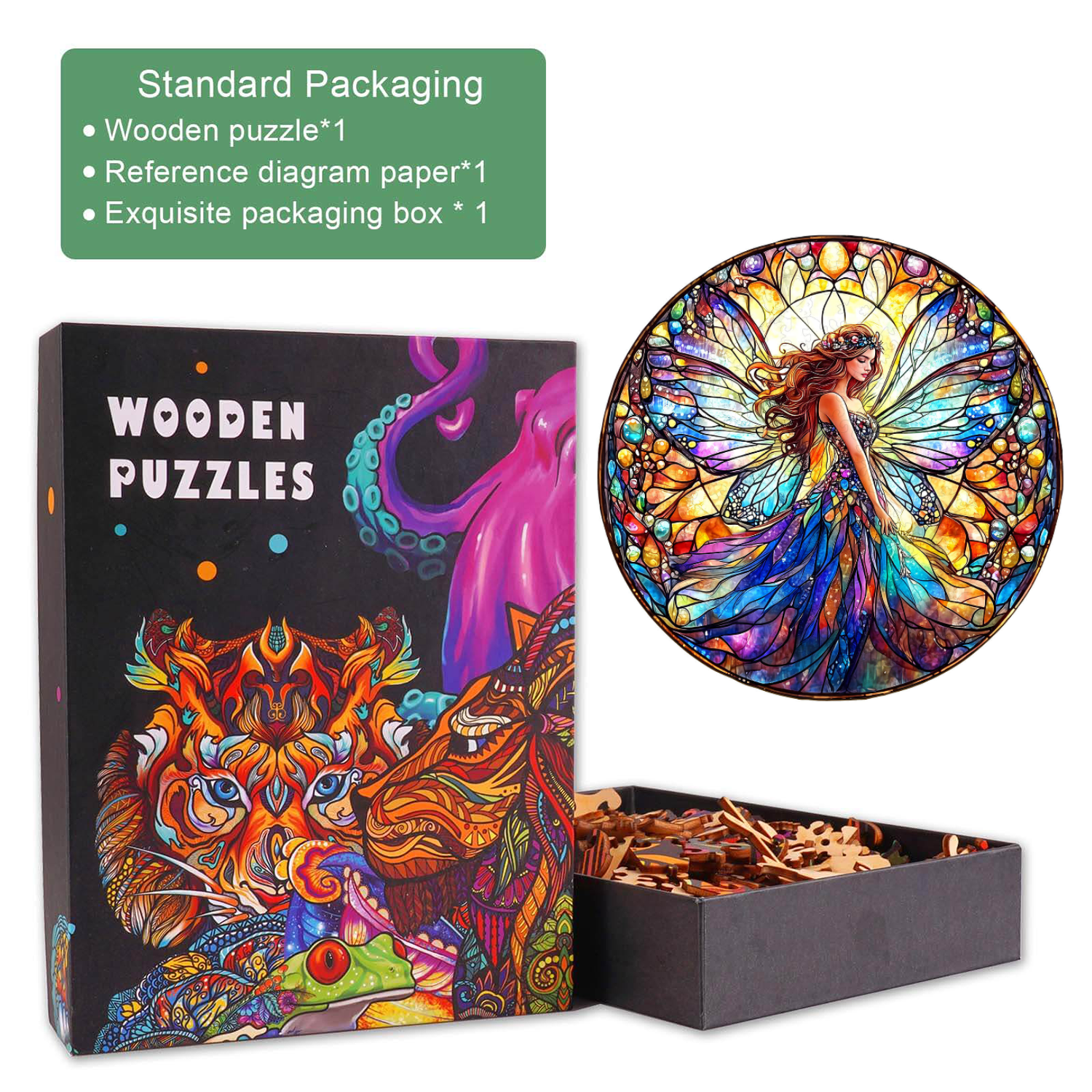 Stained Glass Fairy Wooden Jigsaw Puzzle