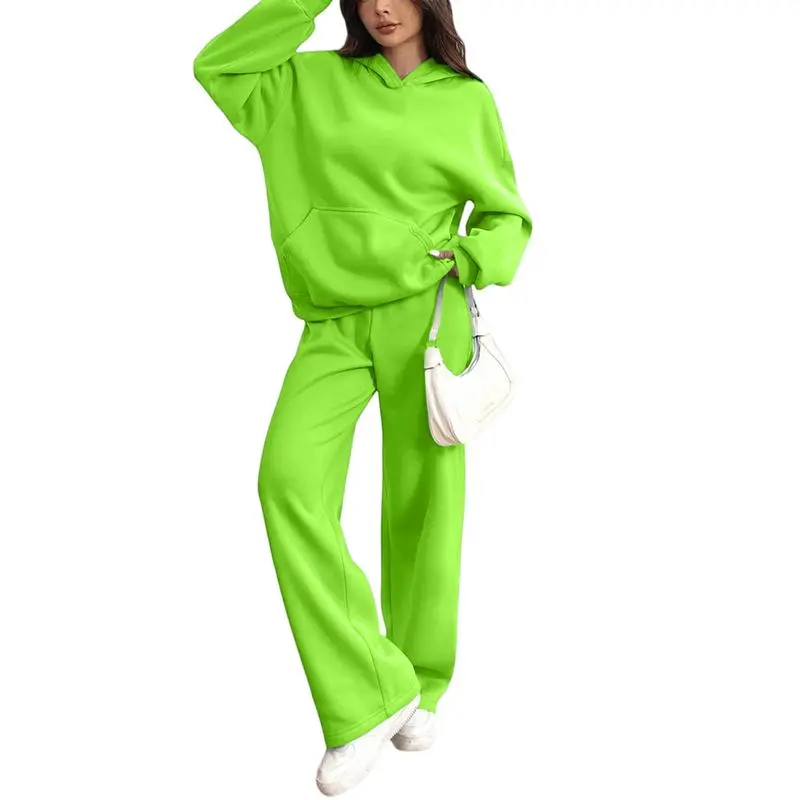 Women's Hooded Sweatshirt & Pants Casual Comfy Loungewear Set