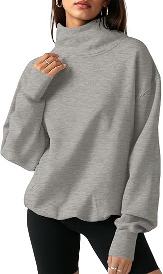2026 Women's Oversized Turtleneck Sweatshirt Long Sleeve Pullover