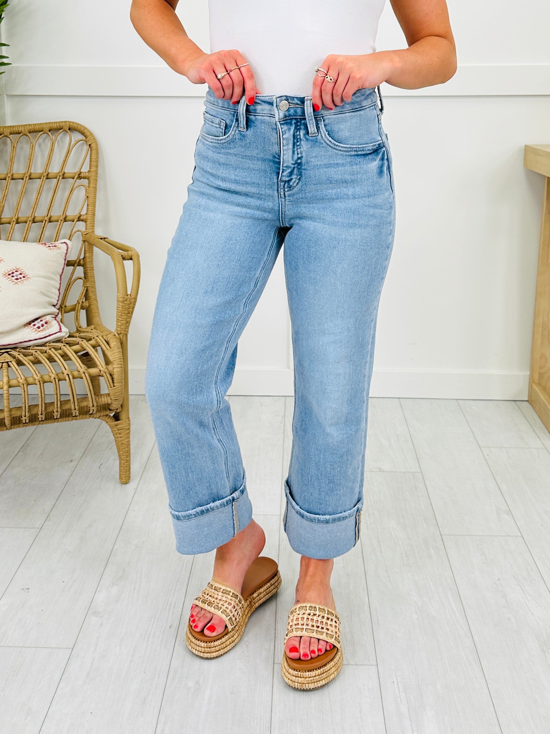 New Love Tummy Control Slim Wide Leg Jeans