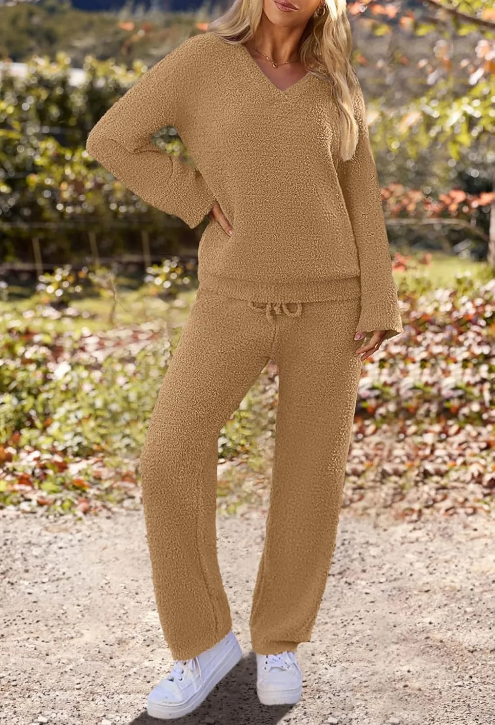 Women's Lounge Sets 2025 Fall Fashion 2 Piece Outfits Sweater Pajama Set