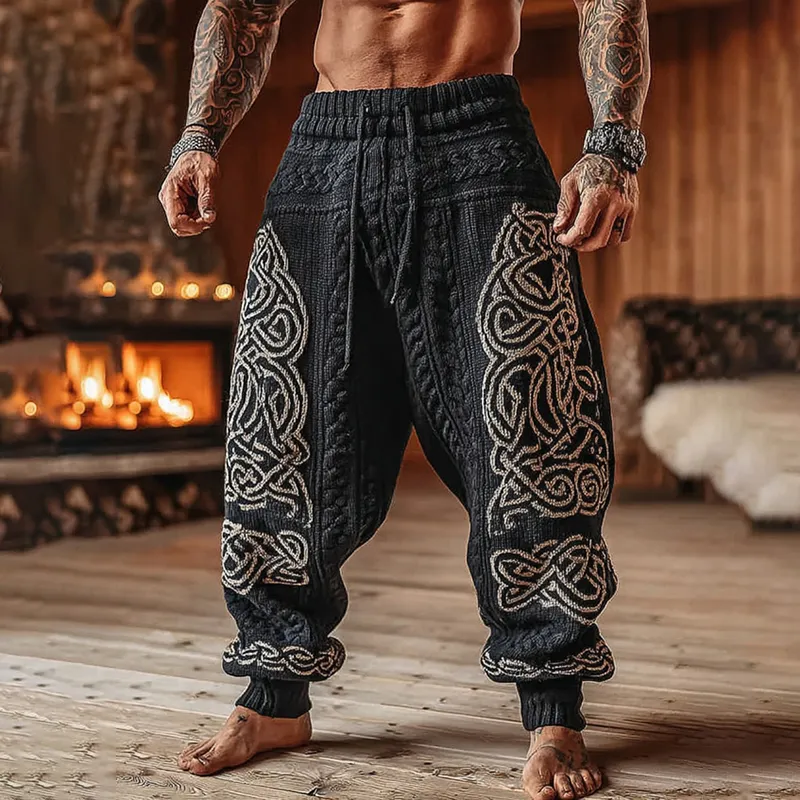 Men's Viking Tribal Celtic Geometry Pattern Art Knit Pants