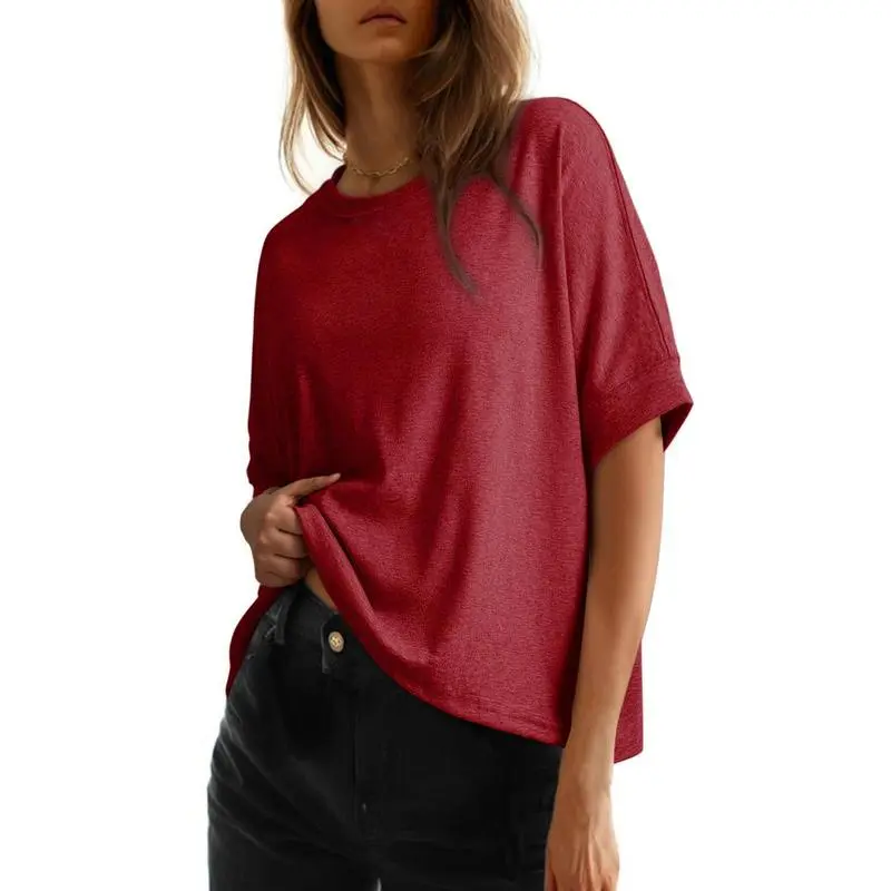 Women's Tops for Women 2026 Loose Oversized Basic Tee Comfortable Soft Fabric Flattering Fit - Womenswear