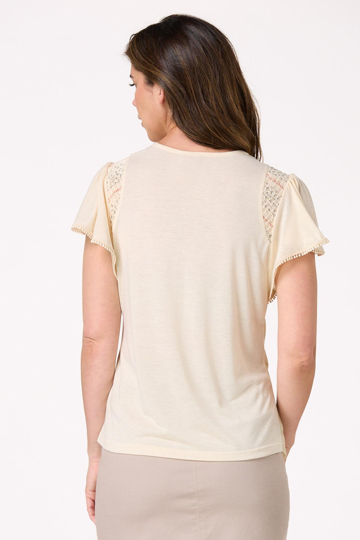 Floral Embroidered Mesh Front Top