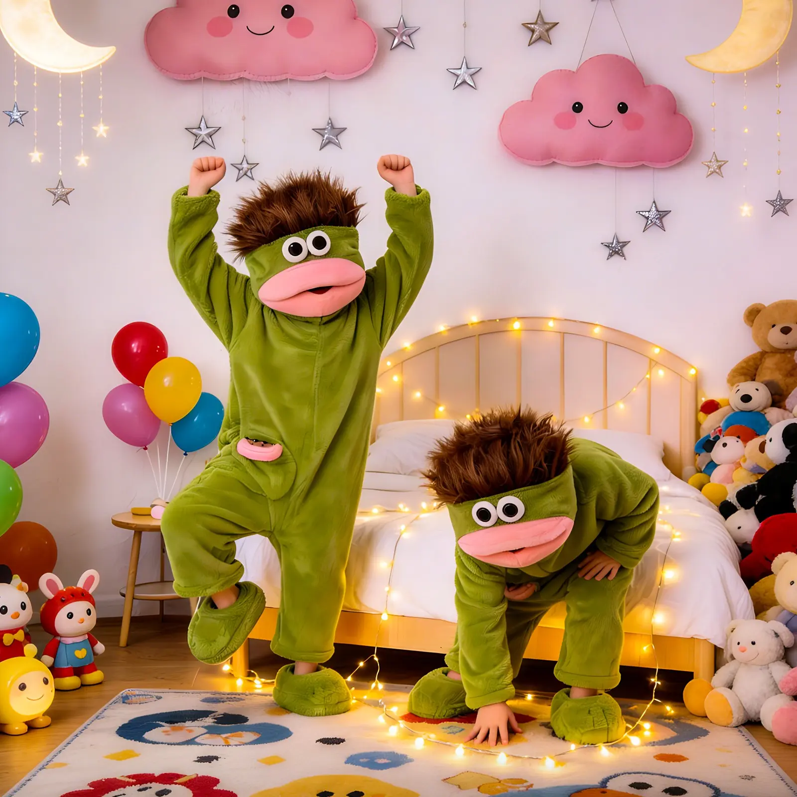 Funny Onesie Set, Comfortable Loose Hooded Flannel Pajamas