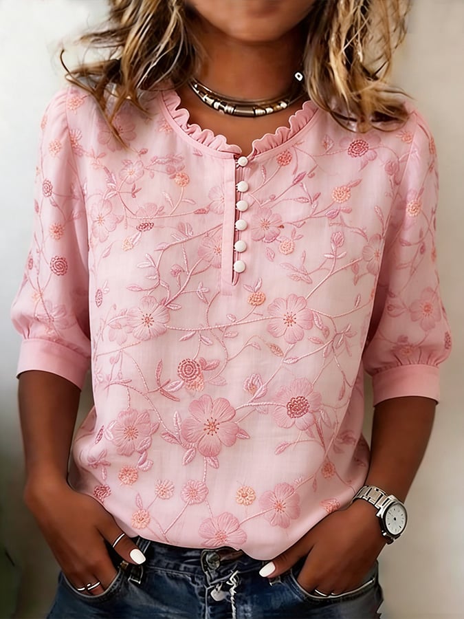 Women's elegant floral print top- Fast Shipping