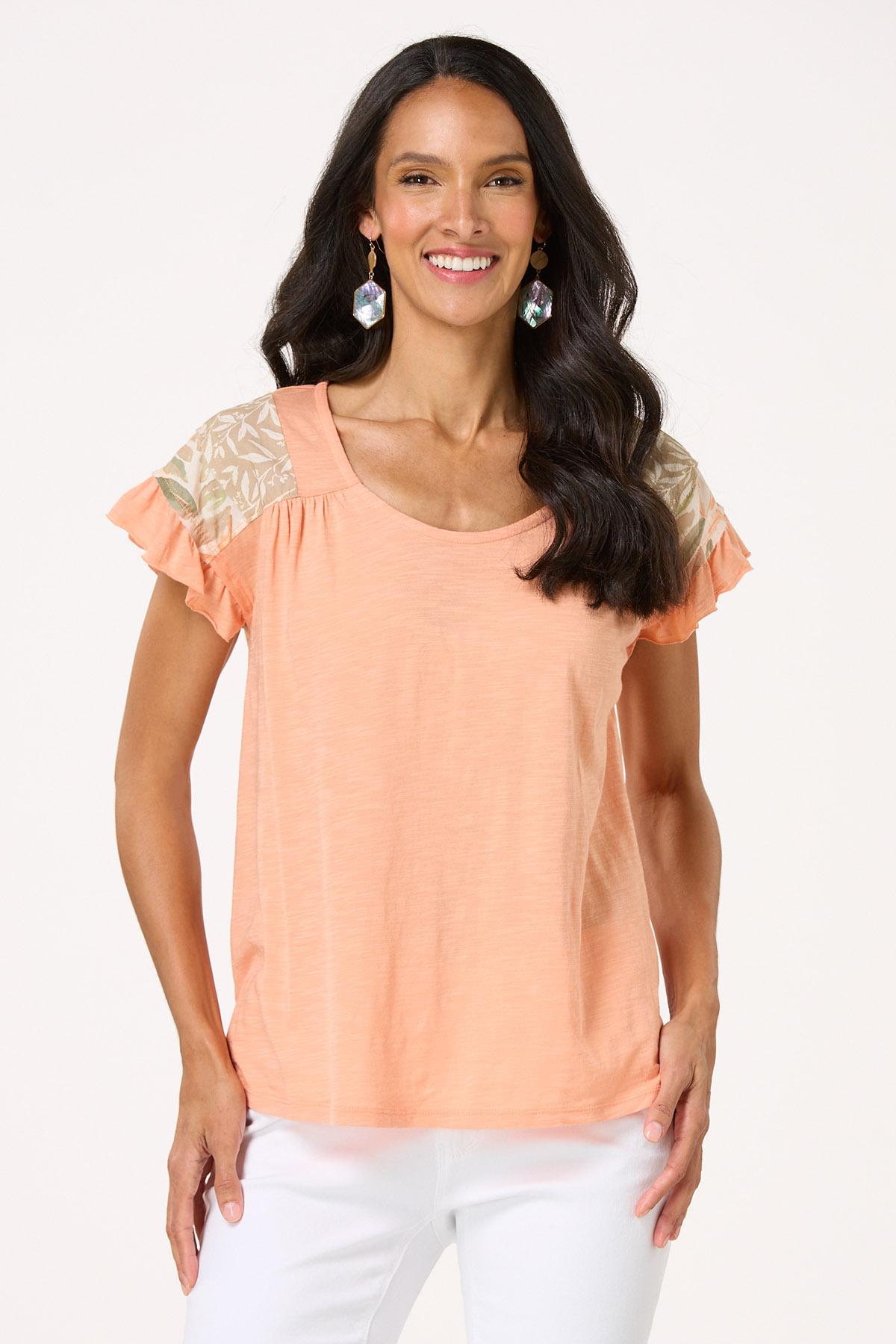 Ruffled Leaf Shoulder Top