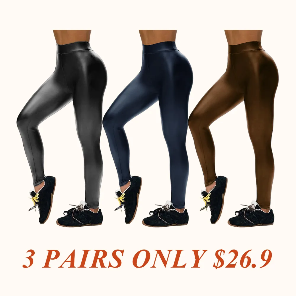 Women's Fleece Stretch Artificial Leather PU Leather Leggings