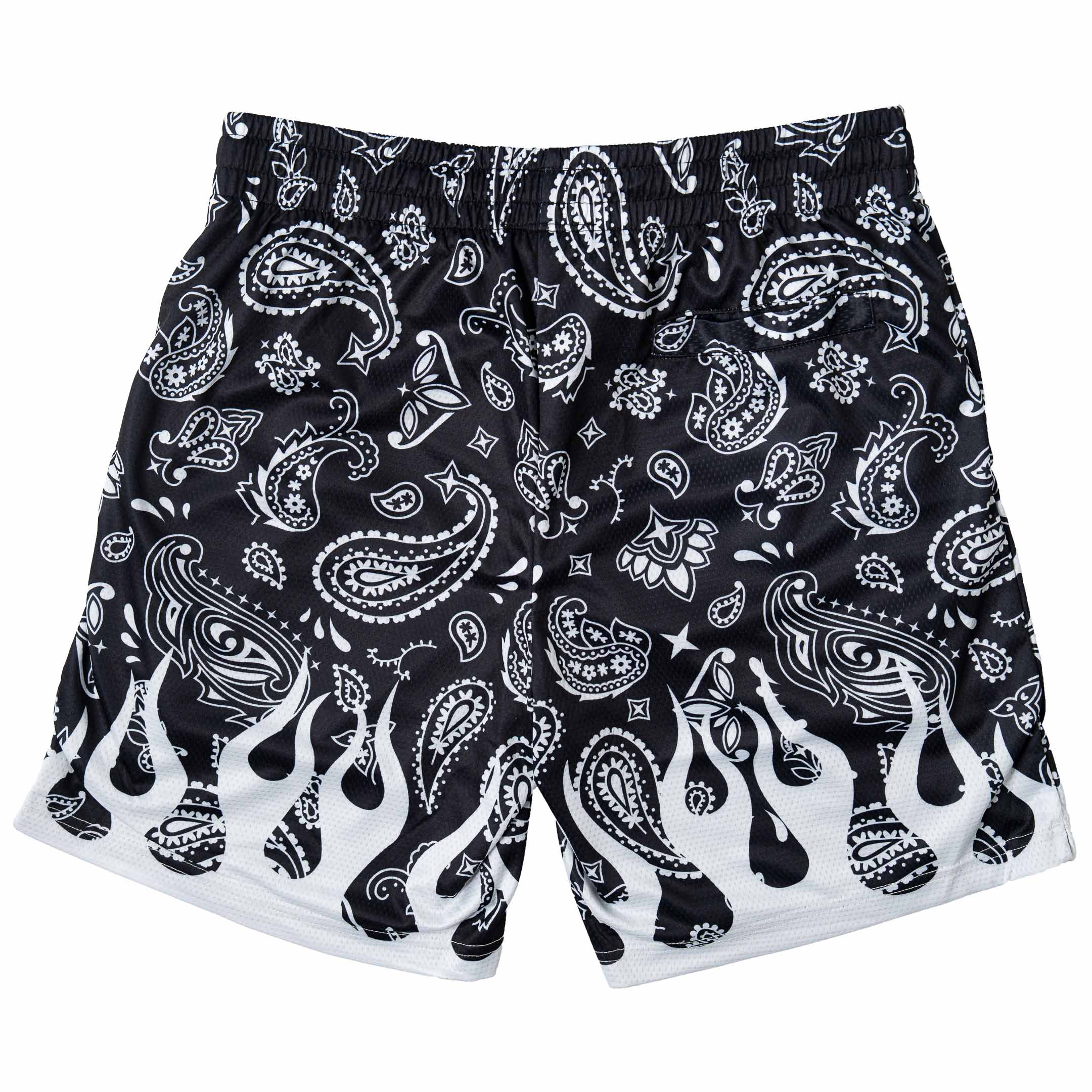 RELAXED CUT SHORTS BANDANA FLAME - BLACK / WHITE