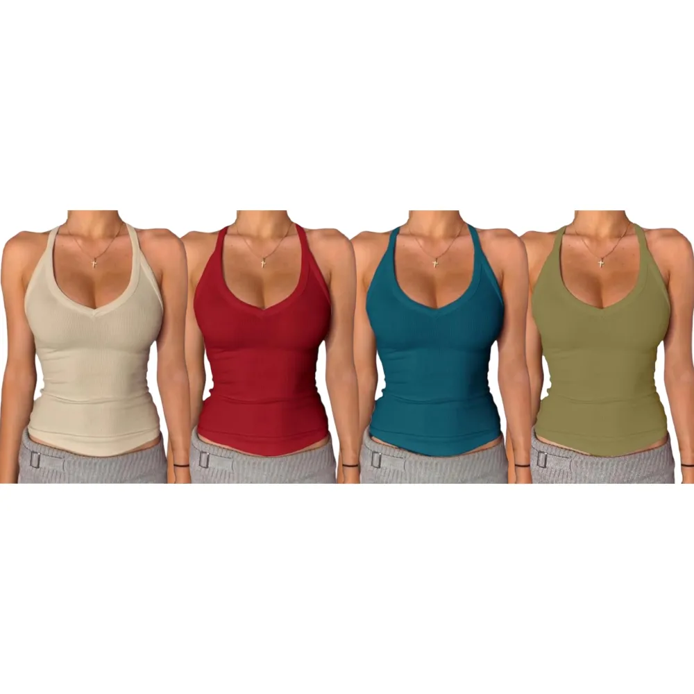 V Neck Racer Back Tank Top