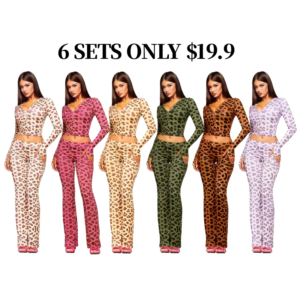 Y2K Style Leopard Print Co-ord Set