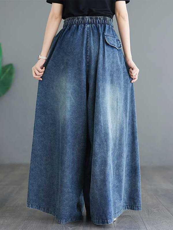 Drawstring Split-Side Loose Wide Leg Trousers Jean Pants Bottoms