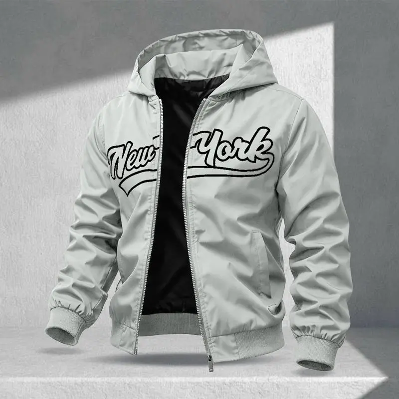 Letter Print Sports Jacket, Men's Casual Jacket, Fashionable College Baseball Apparel