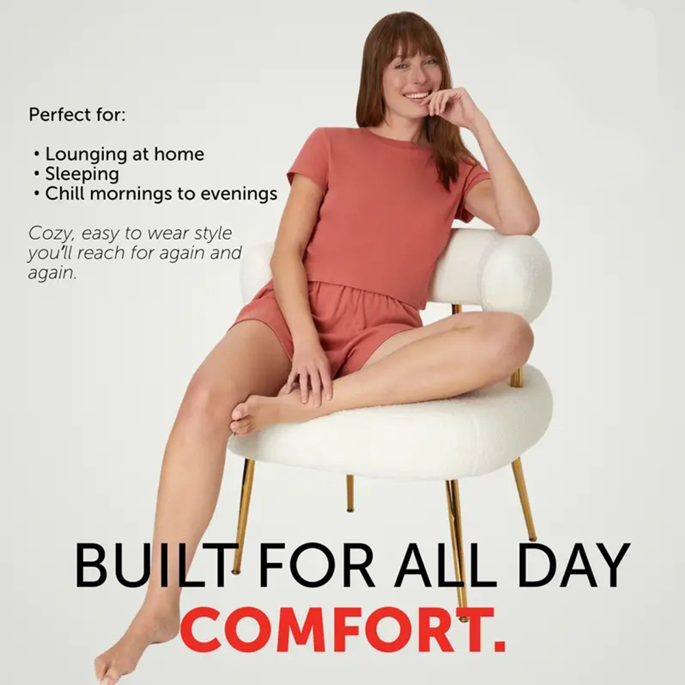 ⚡Today Only Deal🔥Women's Ribbed 2-Piece Lounge Set – Cropped Baby Tee & Sleep Shorts