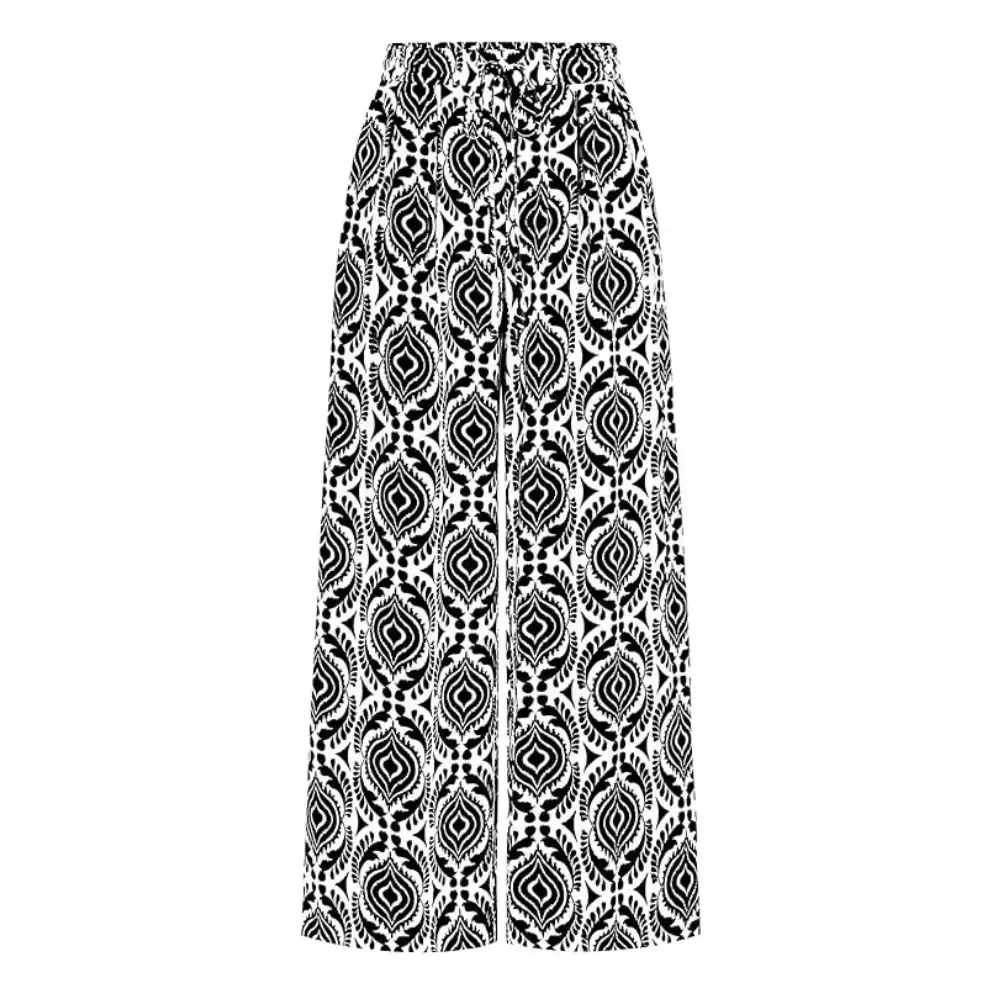 Women's Pants Elastic Waist Striped Lightweight Palazzo Trousers With Pockets Casual Lounge Wide Leg Bottoms