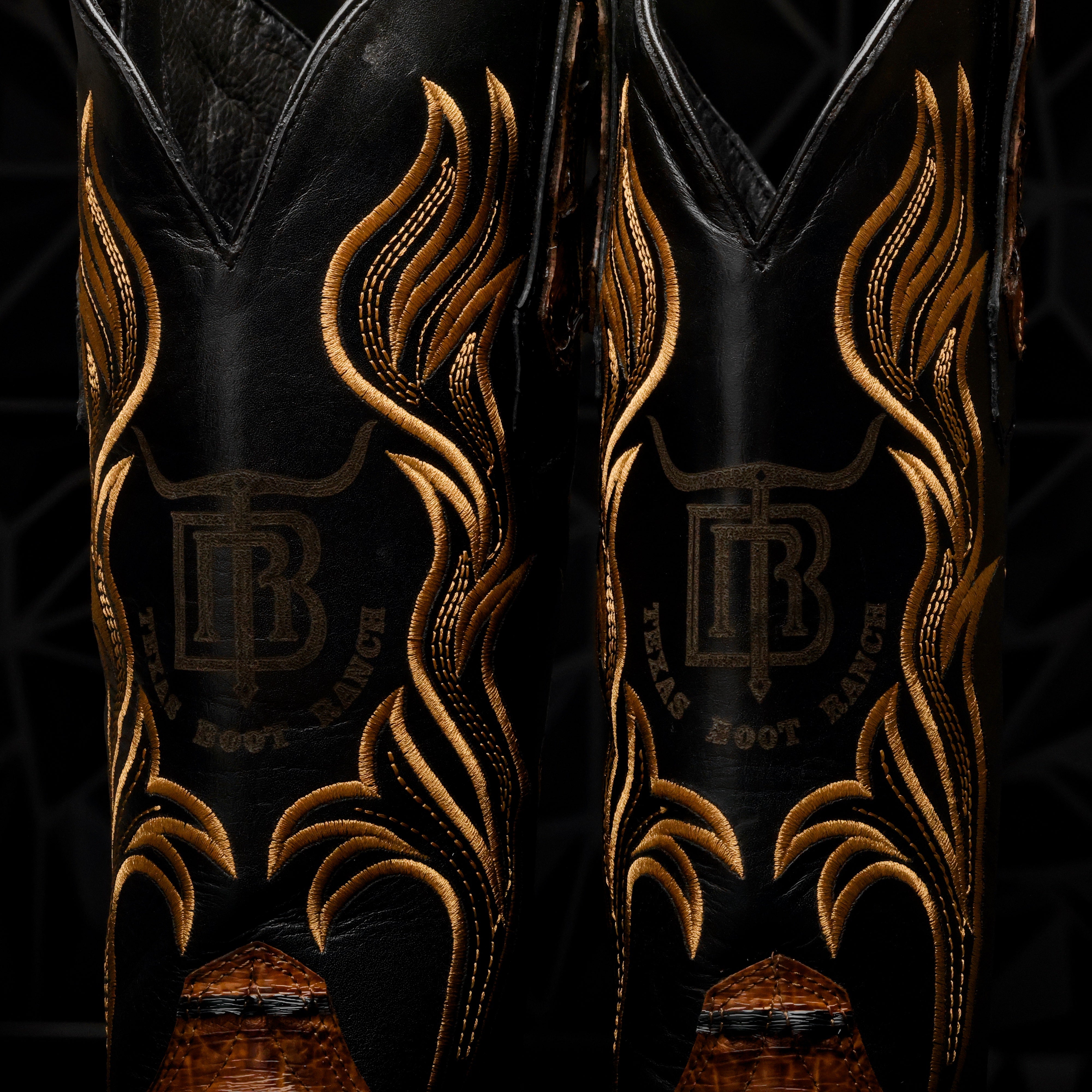 Honey Cognac Python Leather Boots - Square Toe