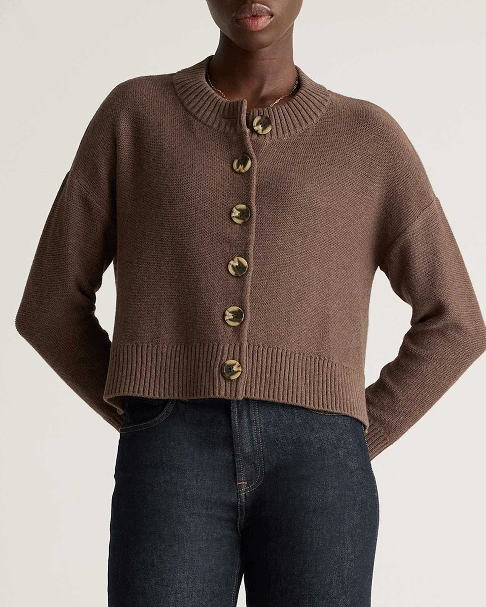 Women’s Organic Cotton Cropped Cardigan – Button Front Lightweight Knit Sweater