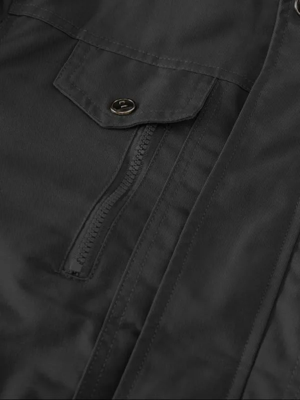 Men's Regular Fit Solid Pocket Zipper Thermal Lined Jacket