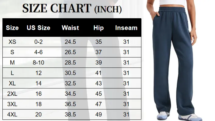 Women’s Casual Travel Pants – Wide Leg High Waisted Sweatpants with Pockets