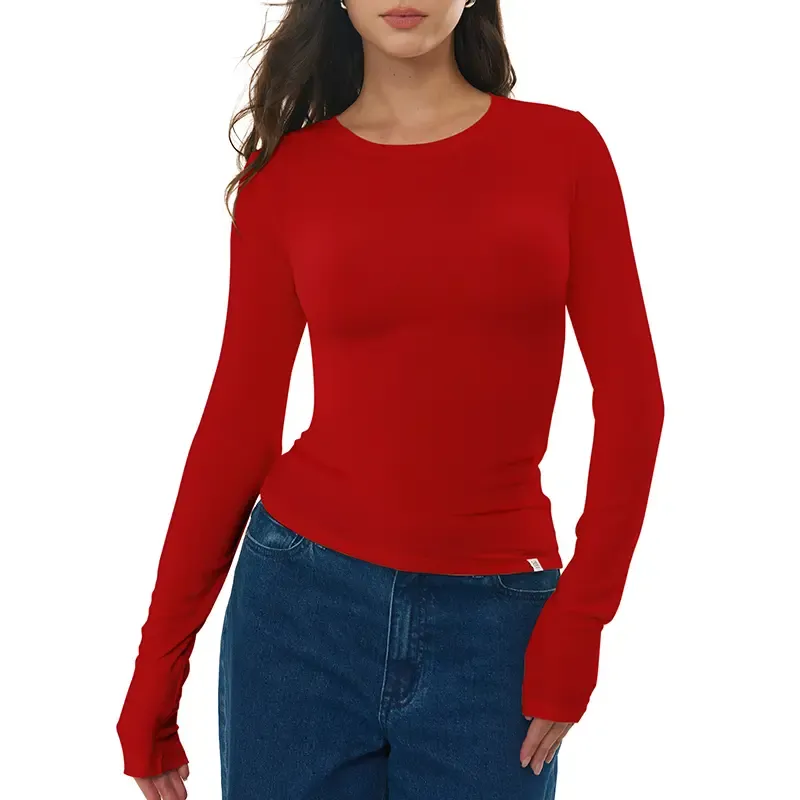 Women's Merino Wool Blend Long-Sleeved Crew Neck Top