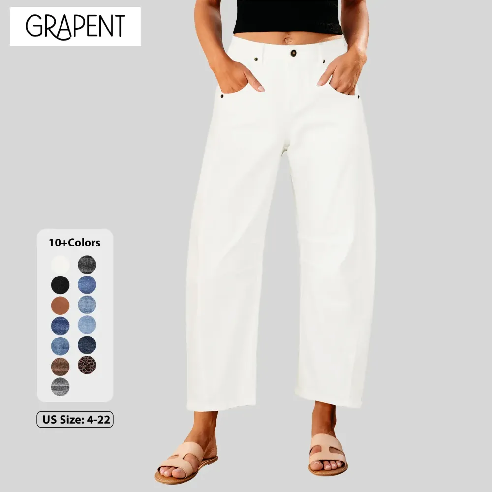 Barrel Jeans for Women Trendy High Waisted Wide Leg Baggy