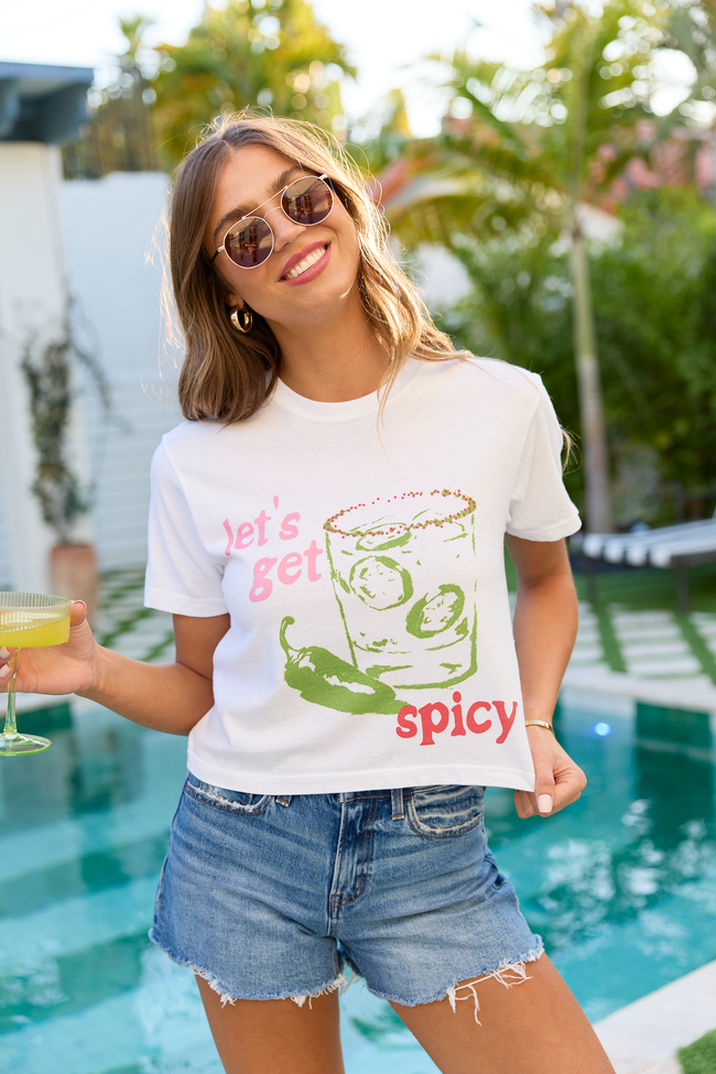 Let's Get Spicy White Boxy Graphic Tee