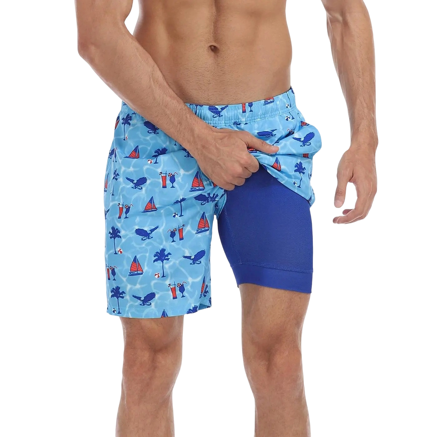 Men’s Swim Trunks with Compression Liner – Quick Dry Performance Shorts