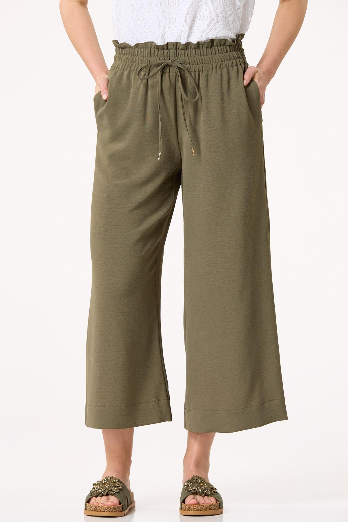 Drawstring Paperbag Waist Cropped Pants