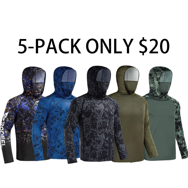 Men's Sun Protection Hoodie with Neck Gaiter - UPF 50+ Long Sleeve Shirt