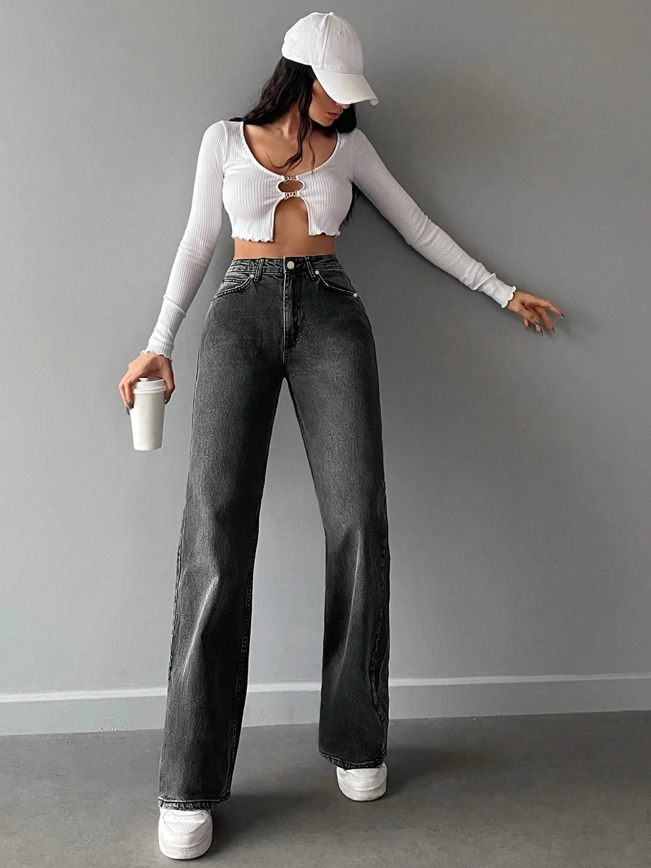 Charcoal Grey Straight Fit Jeans