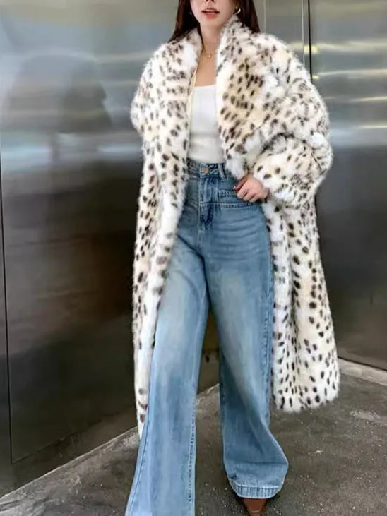 Women's Warm Luxury Leopard Faux Fur Coat