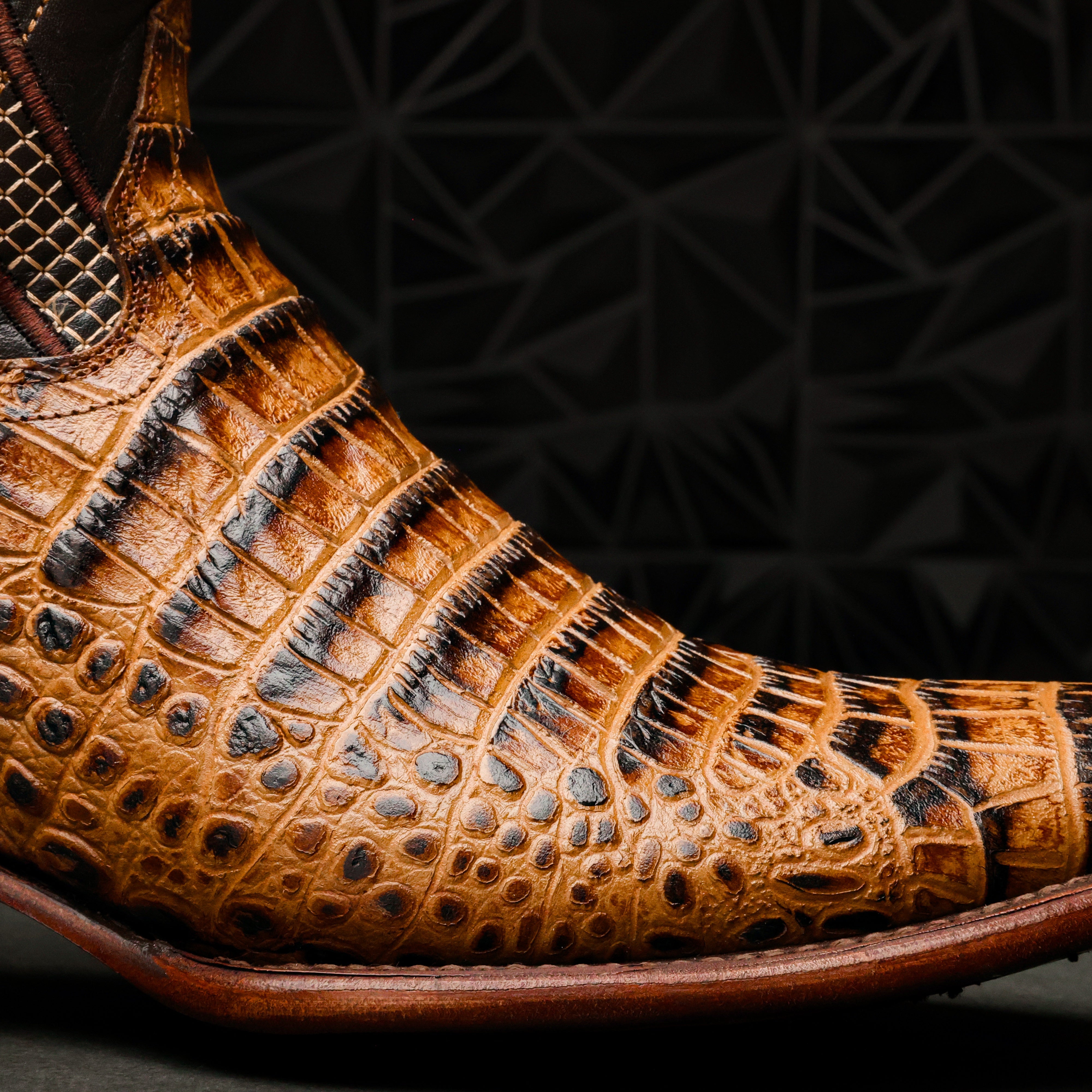 Honey Caiman Belly Leather Boots - Cutter Toe