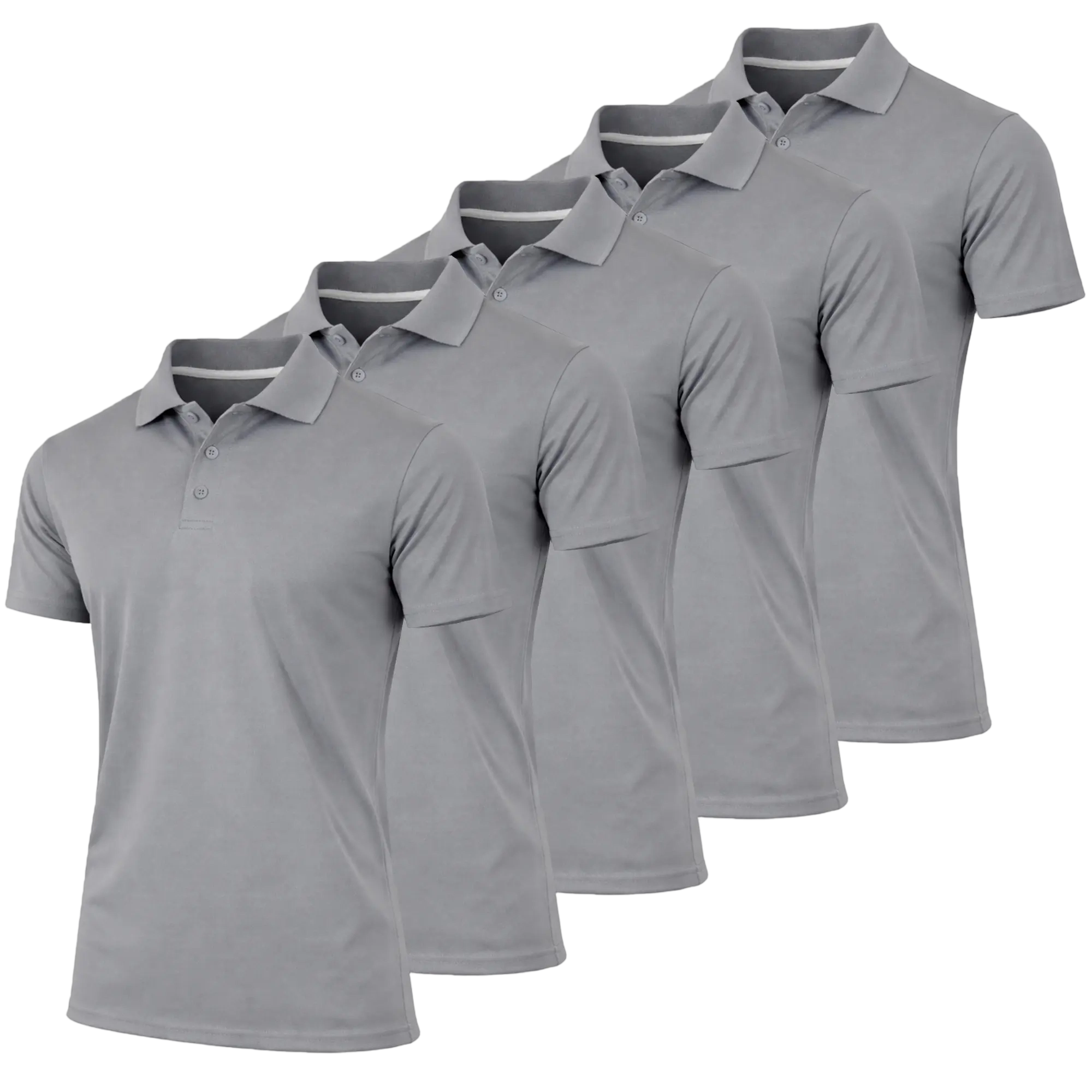 Men's 5-Pack Dry Fit Moisture-Wicking Fabric Polo Collar Shirt Menswear Stylish Ribbed Sleeve