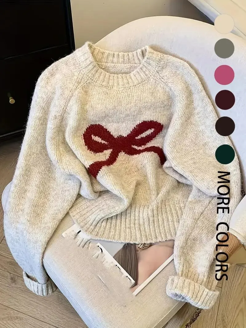 Elegant Bow Knit Sweater for Women