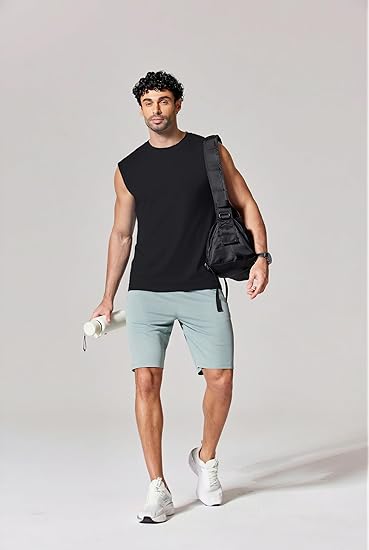 Men's Solid Color Round Neck Tank Top, Loose Casual Comfy Classic Crew Neck Sleeveless Top for Summer
