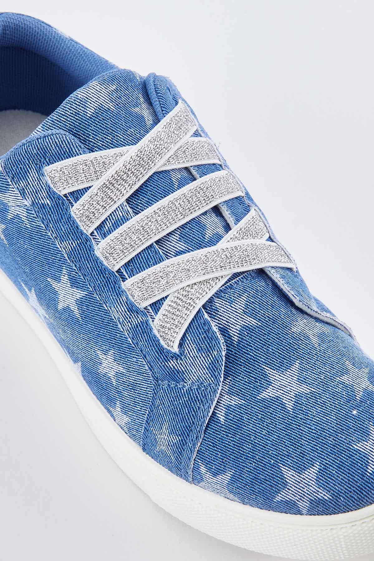 Star Glitter Denim Sneakers