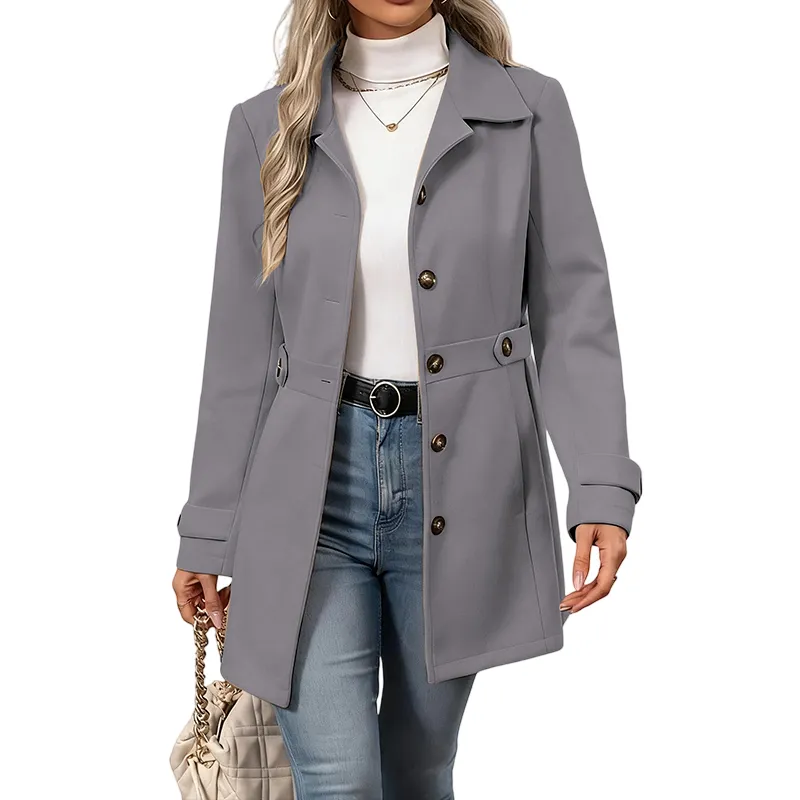 Women's Elegant Overcoat Notched Shawl Collar Single Breasted Outerwear Winter Long Coat