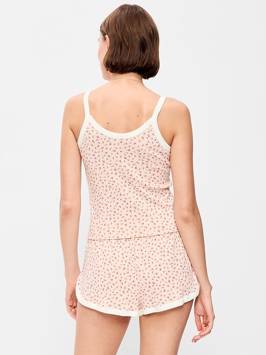 Pointelle Cami Tank Top Pink Floral