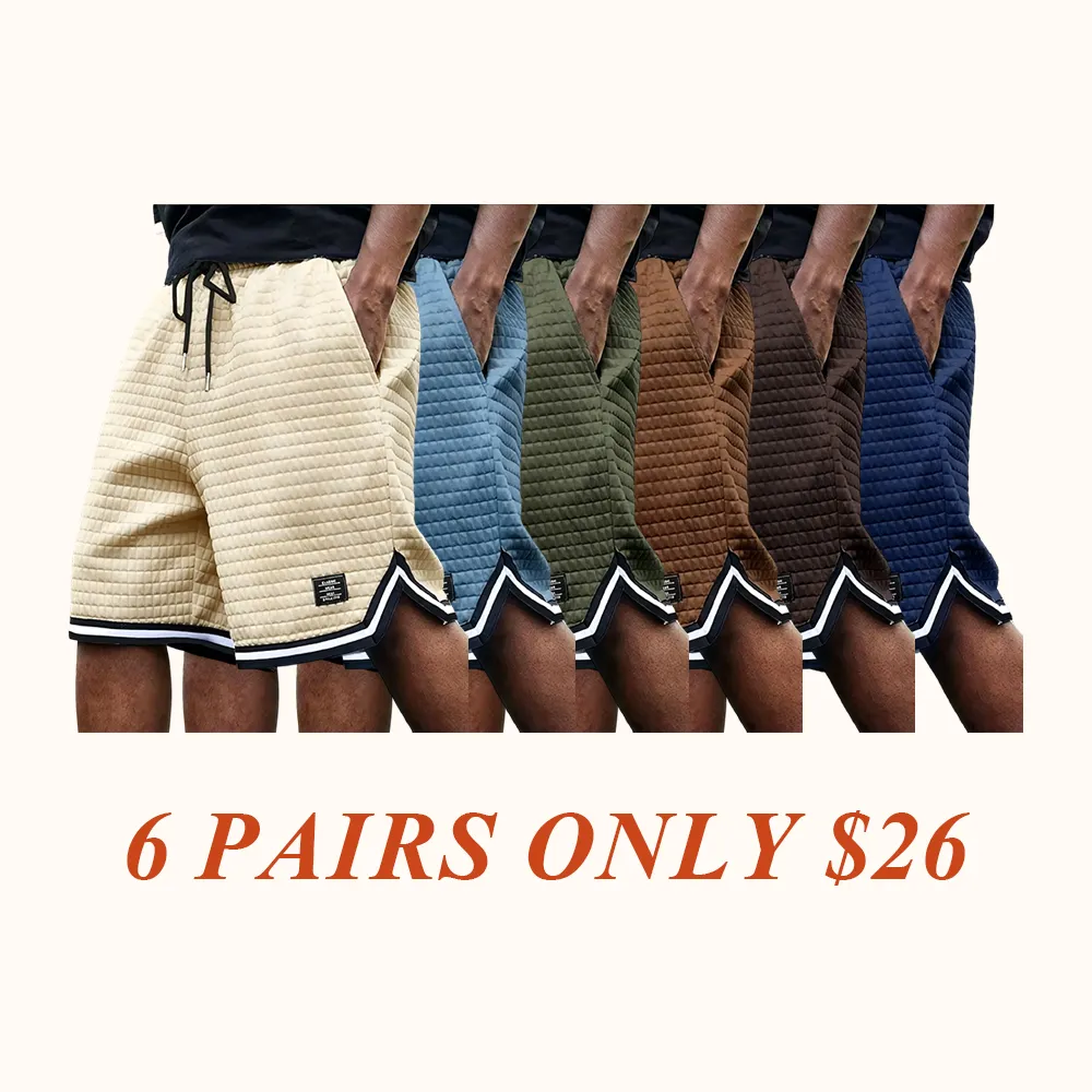 Men's Waffle Knit Shorts - Elastic Drawstring Waist Casual Summer Shorts with Stretch